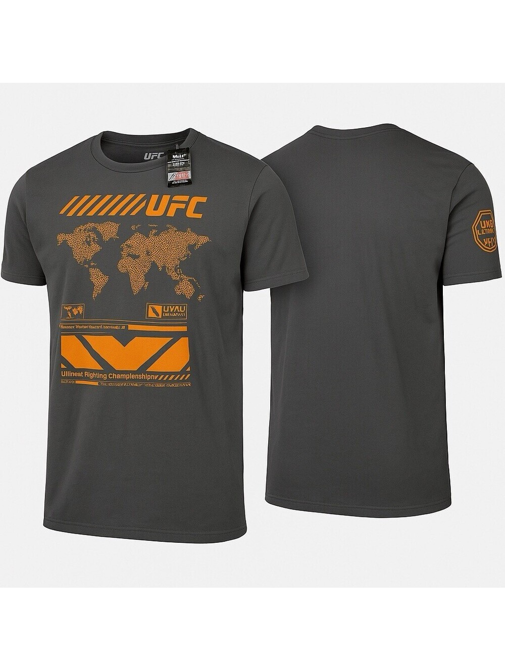 UFC Graphic Shirt Large Gray Orange Tee Ultimate Fighting Licensed Cotton